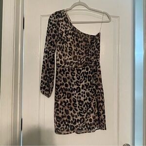 Pink Lily one shoulder leopard dress